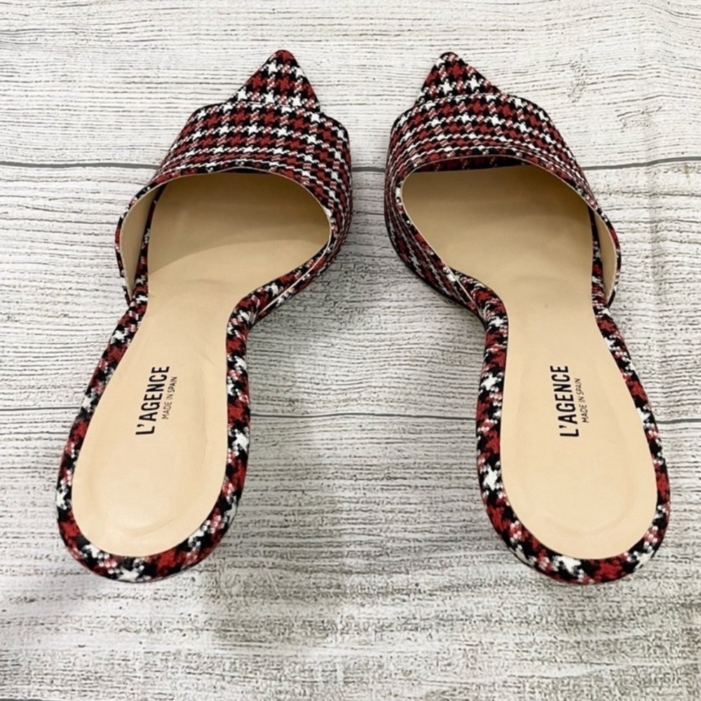 L'AGENCE Red and Black Houndstooth Heels - Picture 3 of 9